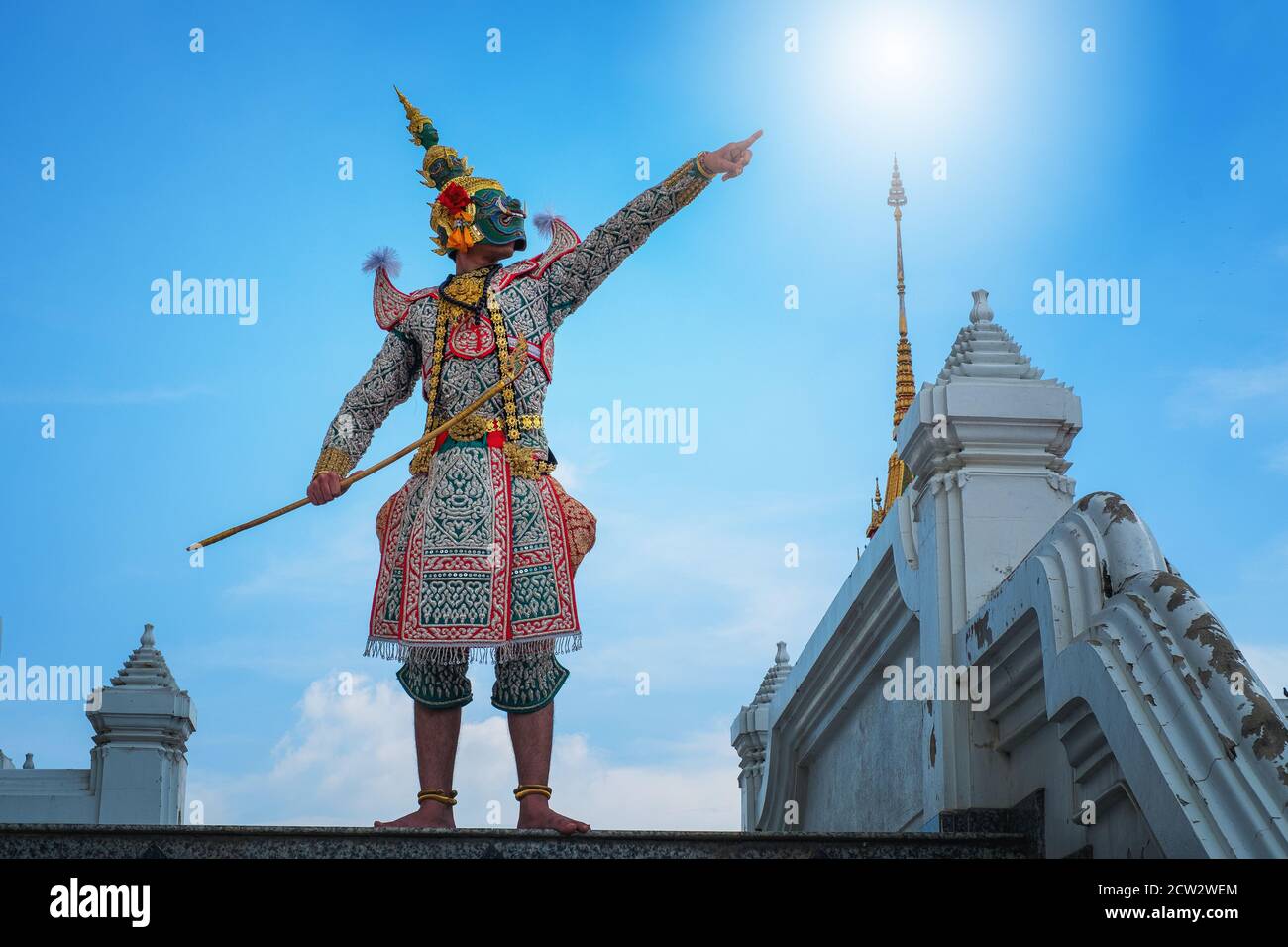 Arte cultura Thailandia Danza in khon mascherato in letteratura ramayana, scimmia classica tailandese mascherata, Khon, Thailandia Foto Stock