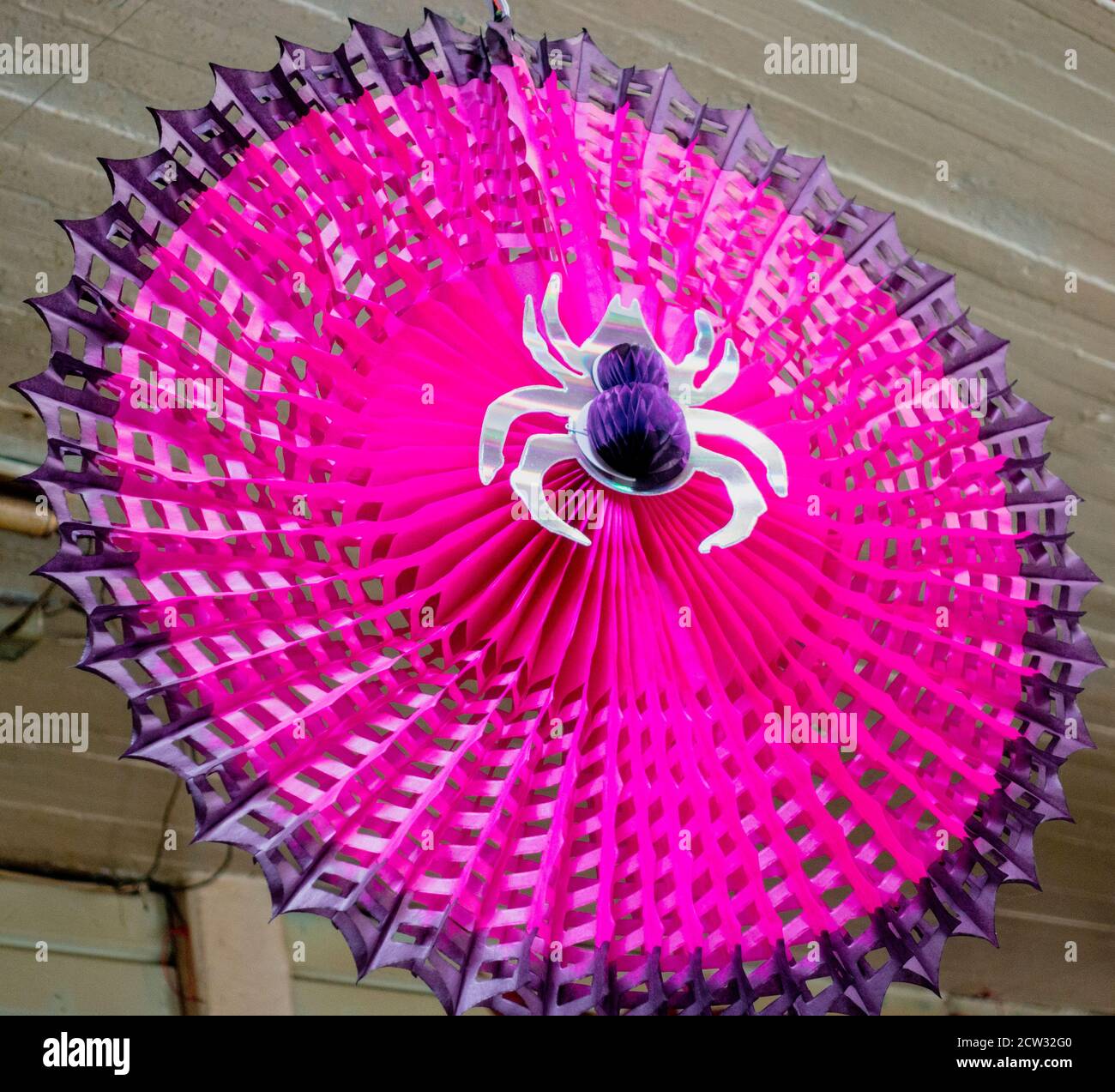 Oaxaca, Messico - 2019-11-16 - ventola rosso decorazione con spider per dis de los Muerto. Foto Stock