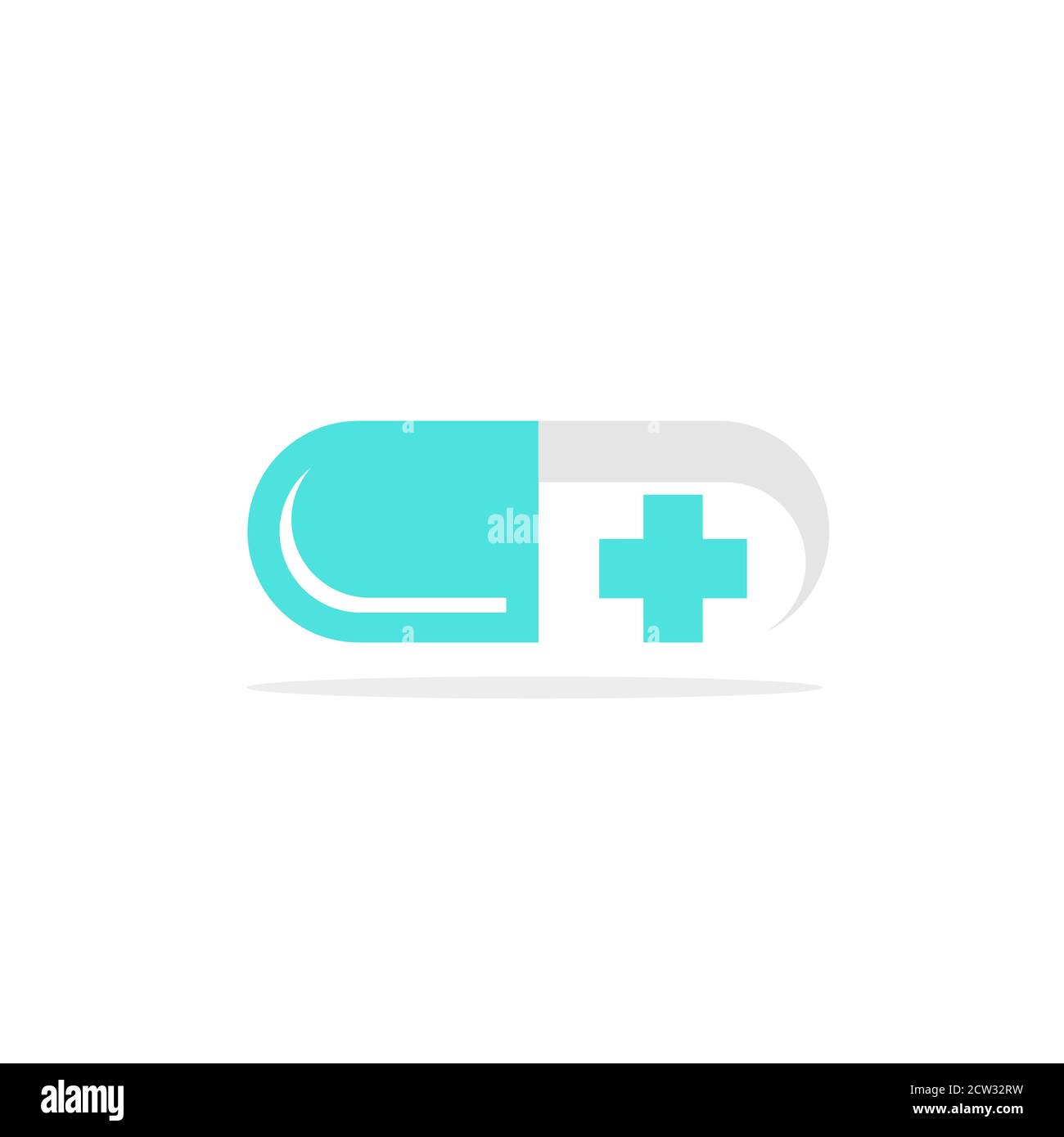 Il disegno del logo del vettore di illustrazione del medico più della capsula per l'assistenza sanitaria. Illustrazione Vettoriale