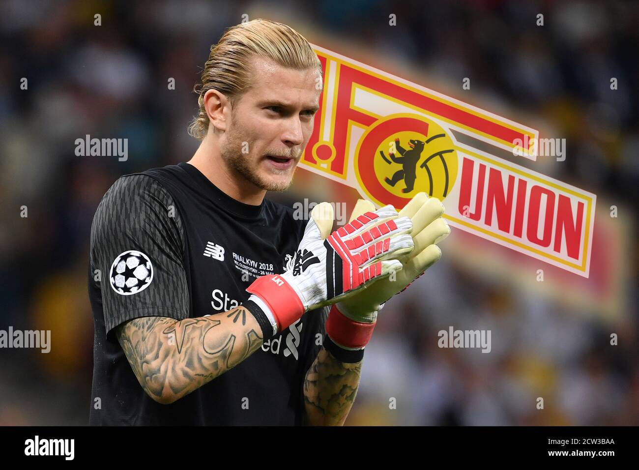 Kiev, Ucraina. 27 Settembre 2020. FOTOMONTAGGIO: Loris Karius sta irrevocabilmente per trasferirsi a Union Berlin. Archivio foto: Loris KARIUS (goalwart Liverpool), gesto, azione, immagine singola, singolo motivo ritagliato, mezza figura, mezza figura. Football Champions League Final 2018/Real Madrid-FC Liverpool 3-1, stagione 2017/18, il 26.05.2018, NSK Olimpiyskyi Stadium. Â | utilizzo in tutto il mondo Credit: dpa/Alamy Live News Foto Stock