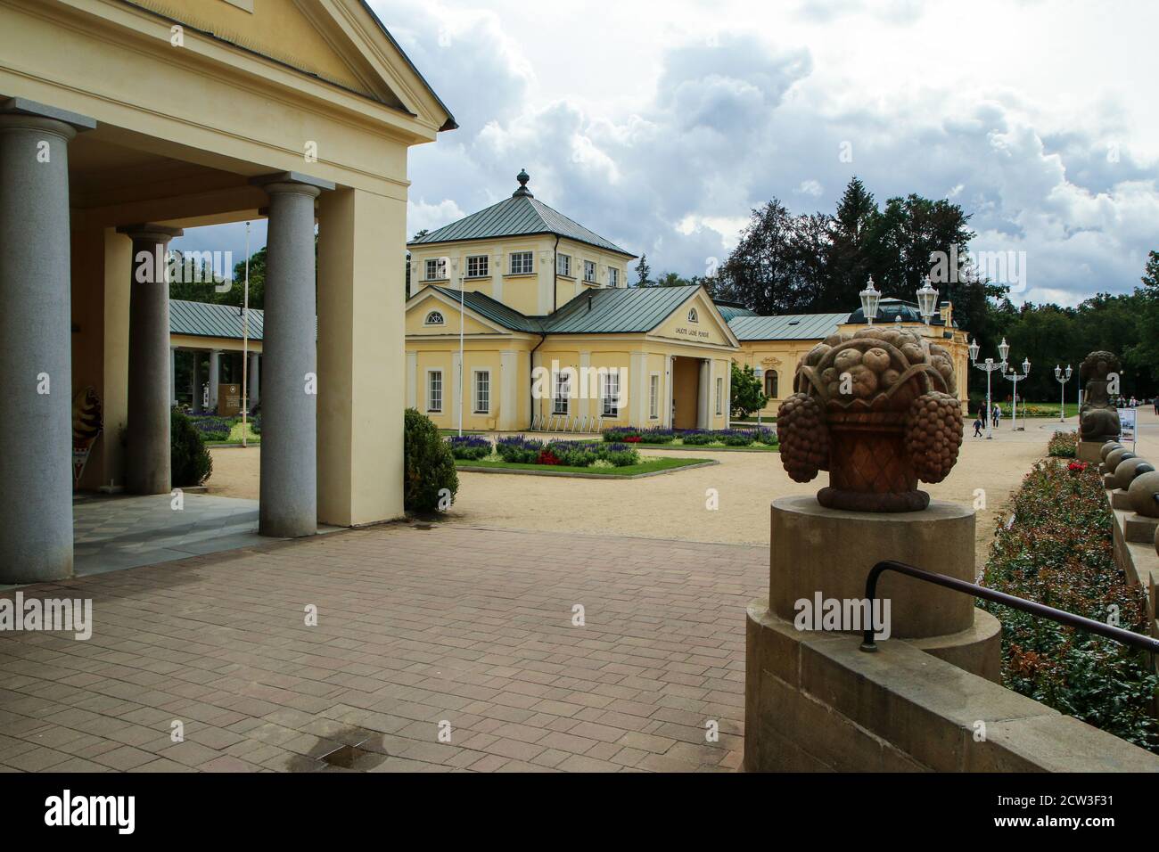 Il centro storico della tradizionale città termale di Františkovy Lázně, nella Repubblica Ceca. Il centro benessere e l'attrazione turistica. Foto Stock