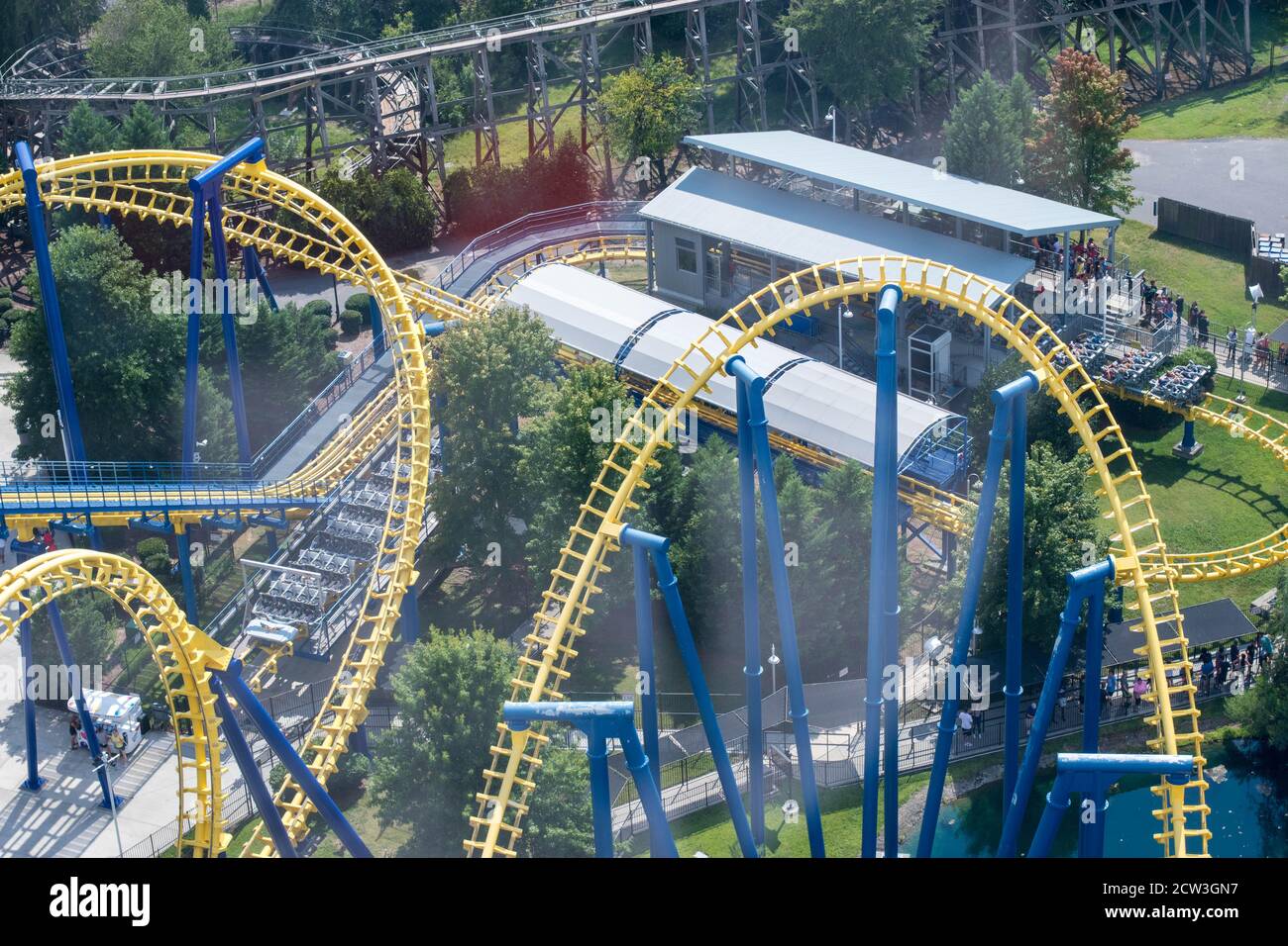 Parco a tema delle montagne russe Carowinds il 19 agosto 2019 a Charlotte, Carolina del Nord, USA Foto Stock