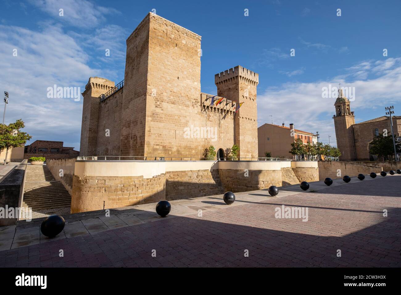 castillo de Aguas Mansas, construido durante los siglos XIII y XIV, Agoncillo, la Rioja , Spagna, Europa Foto Stock