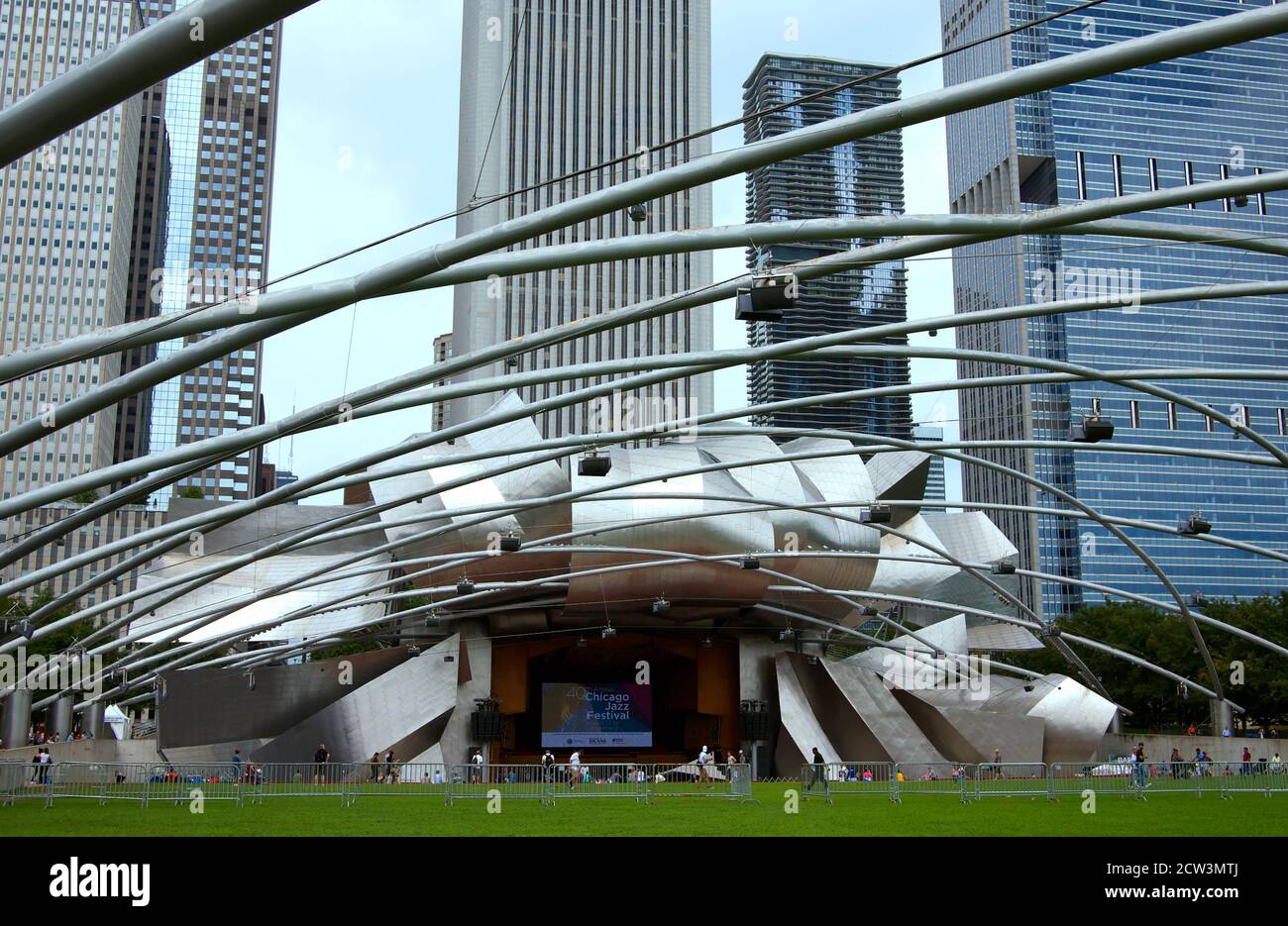 Jay Pritzker Pavilion a Millennium Park, Chicago, Illinois Foto Stock