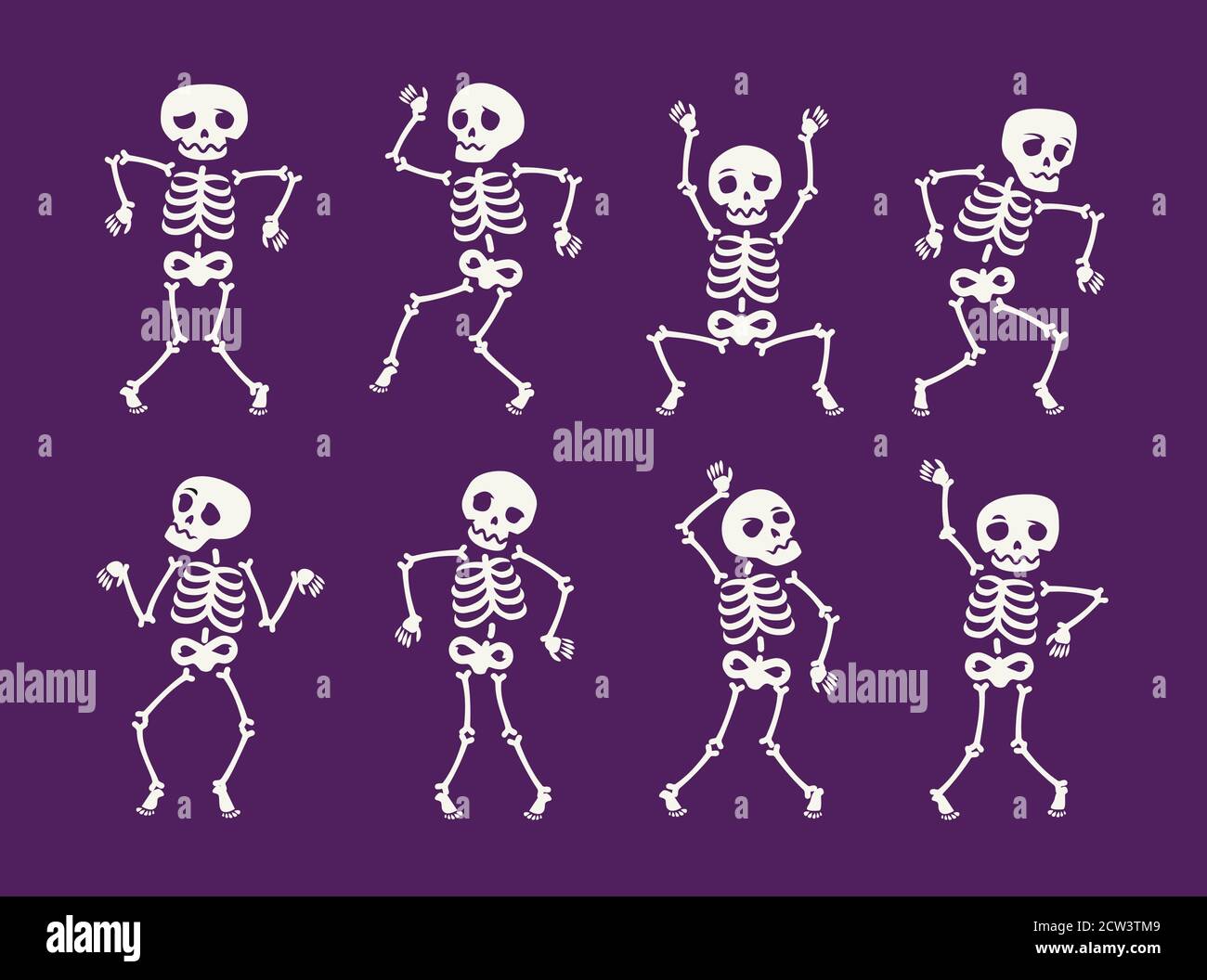 Simbolo di scheletro divertente. Illustrazione vettoriale del cartone animato di Halloween Illustrazione Vettoriale
