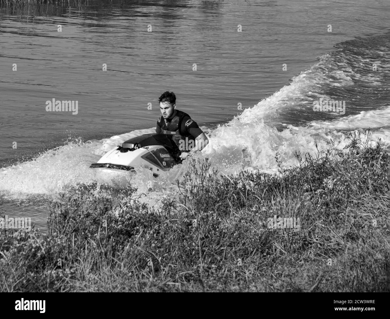 Moto d'acqua allo Stannah Country Park, sul fiume Wyre Foto Stock
