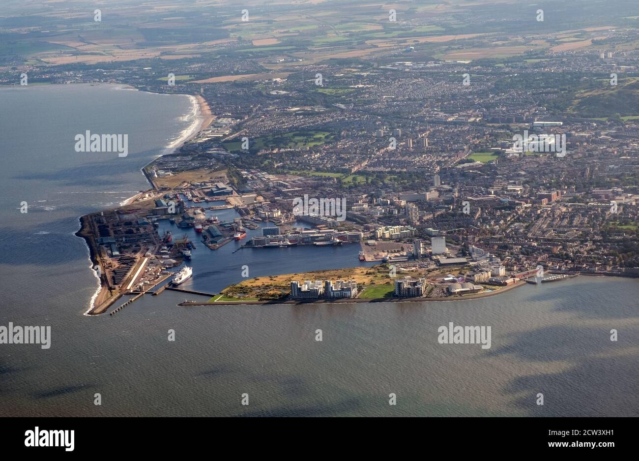 Veduta aerea del Porto di Leith, Edimburgo, Scozia. Foto Stock