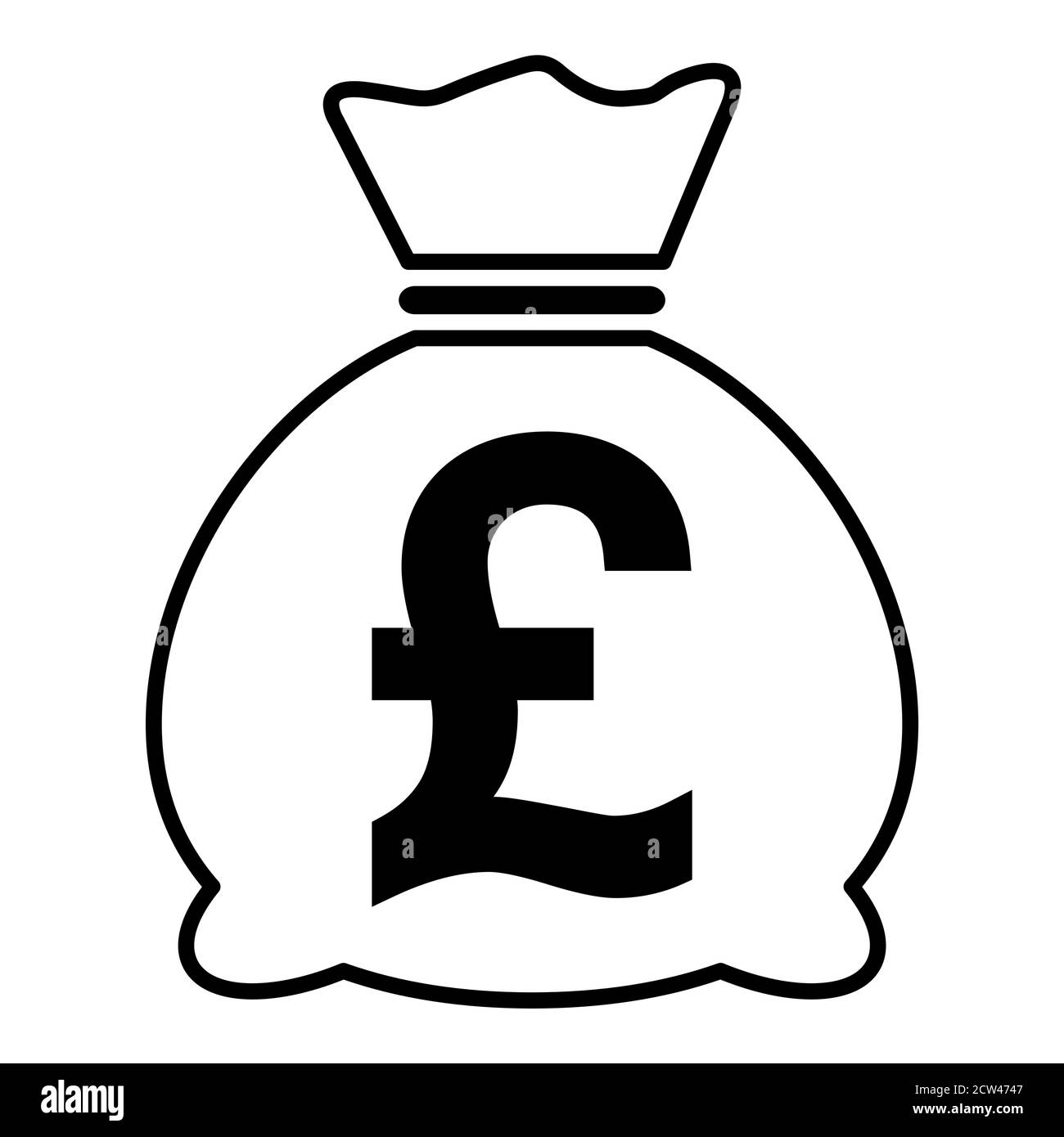 Icona di borsa di denaro isolata su sfondo bianco. Simbolo della banca, grafico del profitto, segno del fotoricettore piatto. Illustrazione Vettoriale