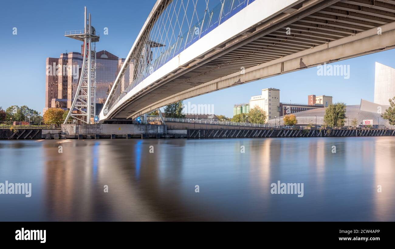 Lowry Bridge a Salford Quays Foto Stock