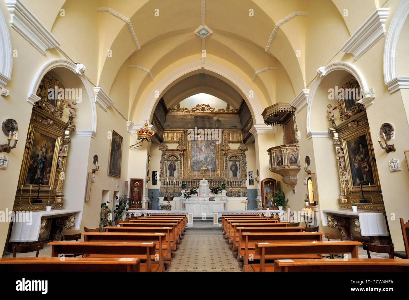 Italia, Basilicata, Matera, chiesa di Santa Chiara interiore Foto Stock