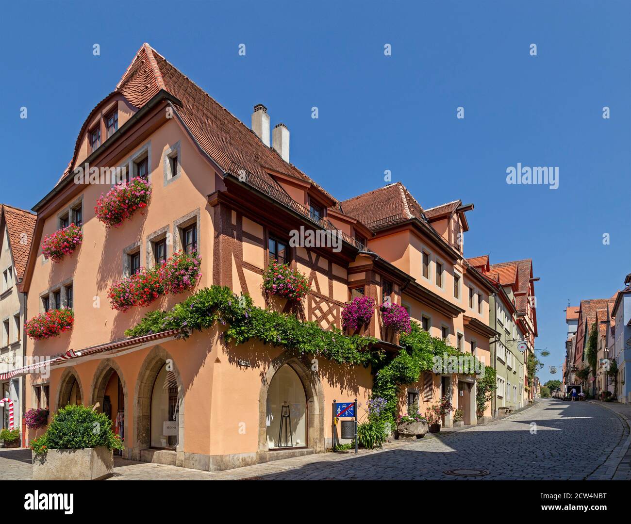 Wenggasse, città vecchia, Rothenburg ob der Tauber, Franconia centrale, Baviera, Germania Foto Stock