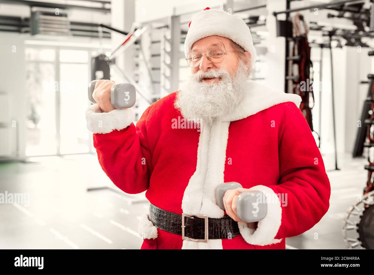 Santa Claus in palestra il concetto di vacanza Foto Stock