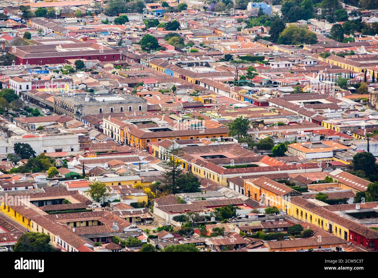 Una vista isometrica di Antigua, un sito patrimonio dell'umanità dell'UNESCO in Guatemala Foto Stock