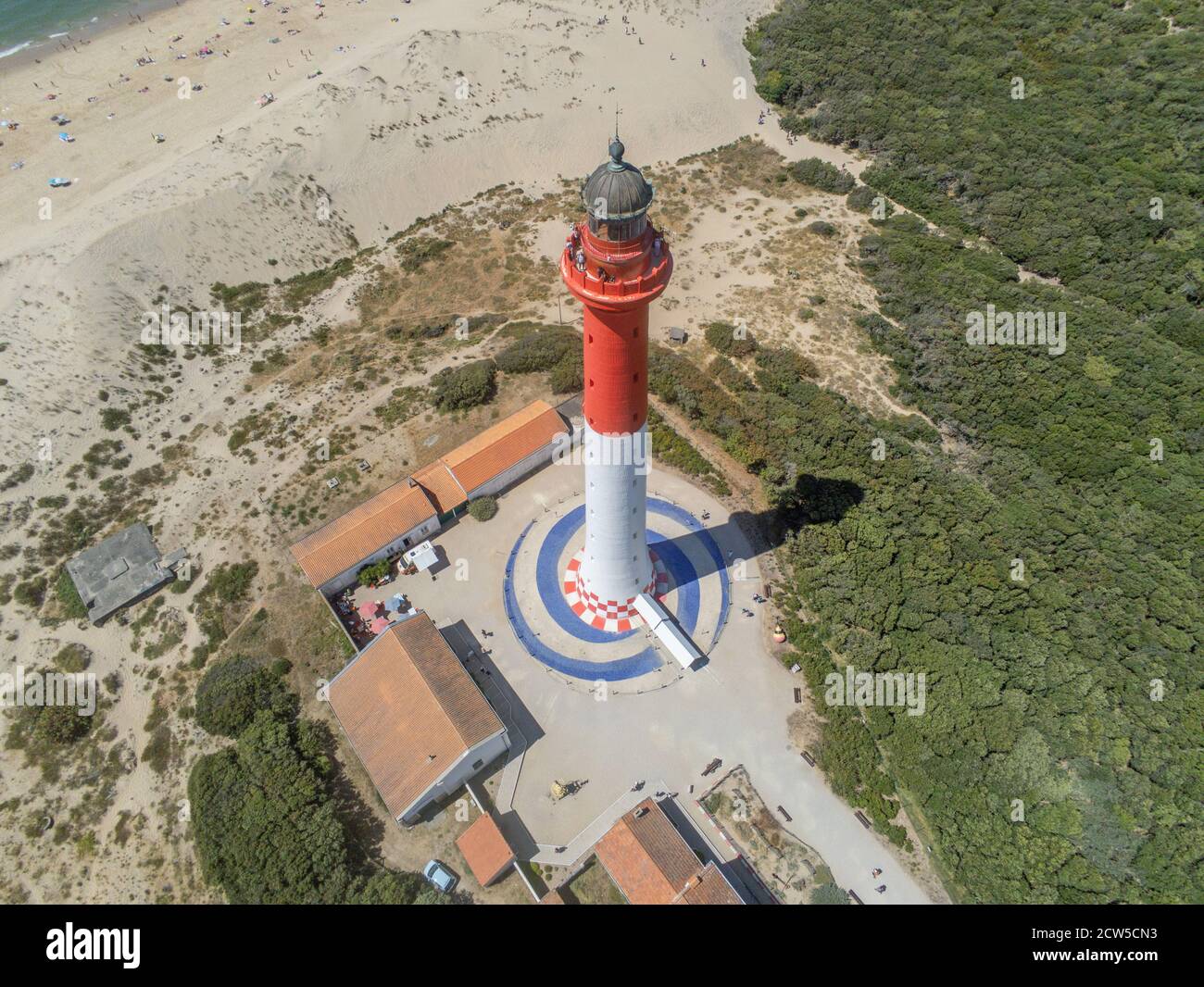 Francia, Charente Maritime, la Tremblade, faro la Coubre, Charente Maritime (vista aerea) Foto Stock