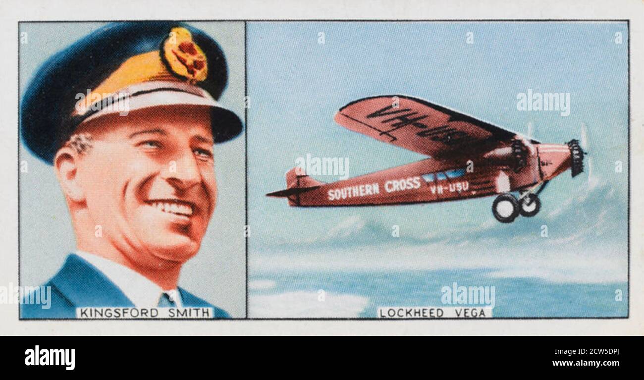 CHARLES KINGSFORD SMITH (1897-1935) aviatore australiano mostrato con il suo aereo Croce meridionale Foto Stock