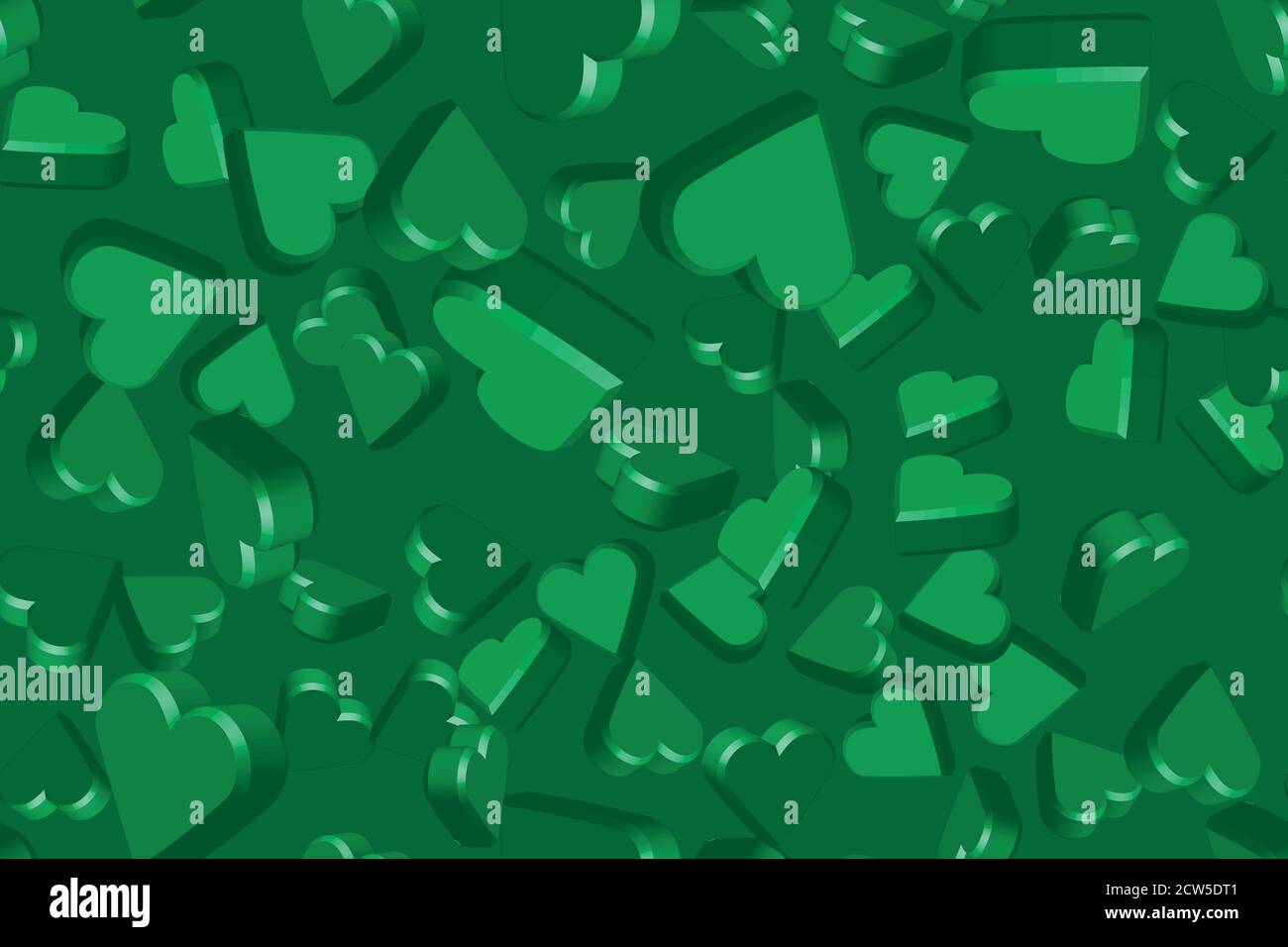 Cuori verdi sull'illustrazione senza giunture verde Illustrazione Vettoriale