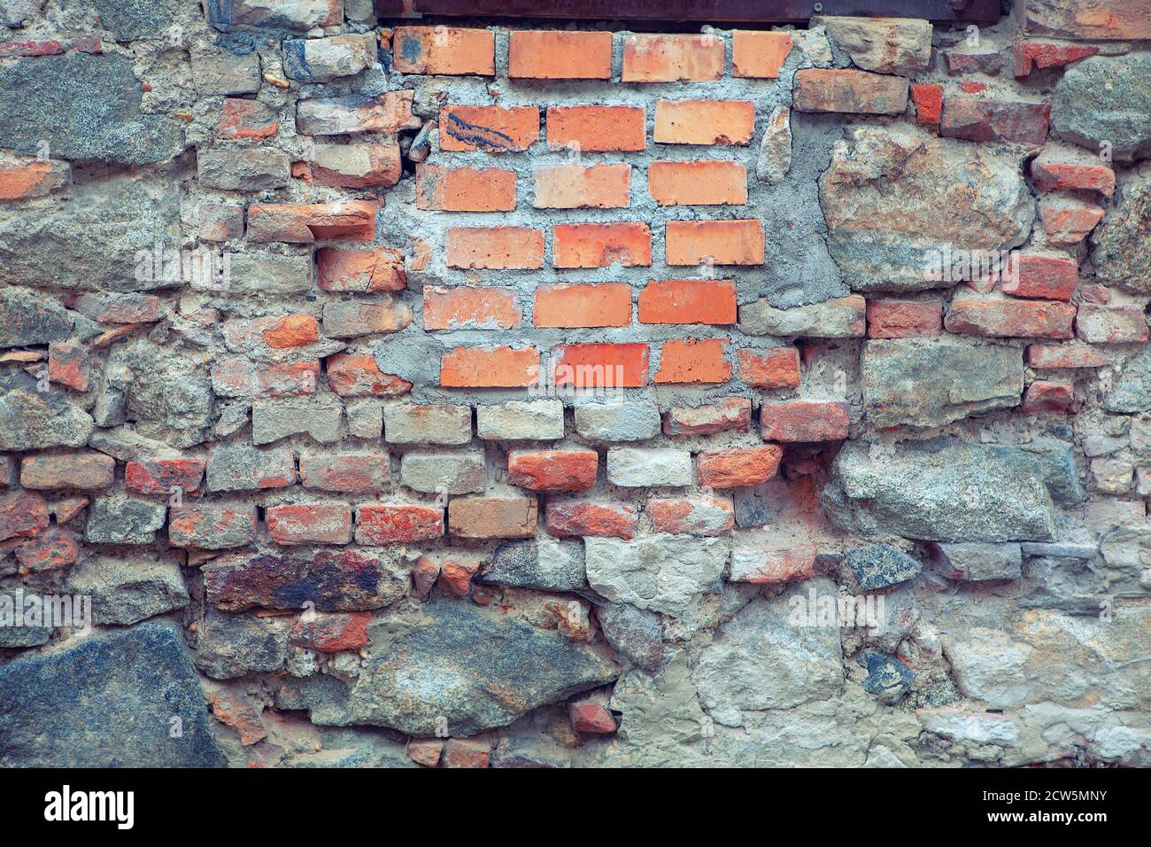 Muro è stato costruito da mattoni rigenerati Foto Stock