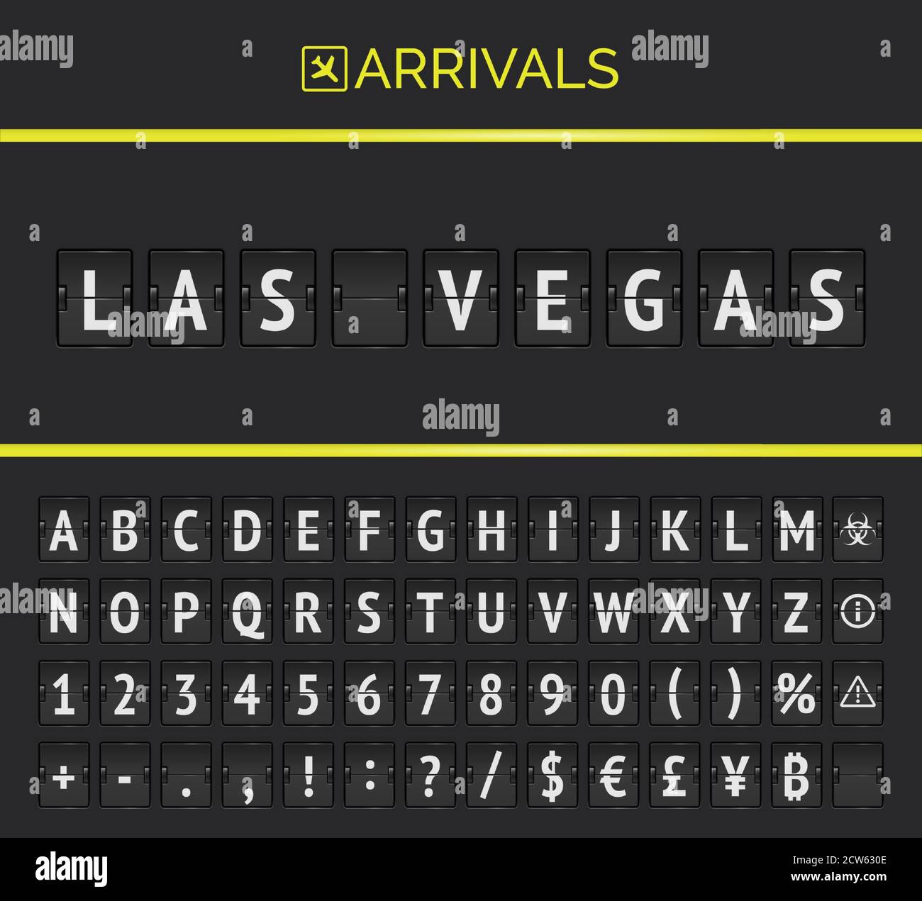 Vector Mechanical tabellone segnapunti per voli e treni verso terra del  casinò di Las Vegas. Arrivi del volo flip board con cartello aereo Immagine  e Vettoriale - Alamy