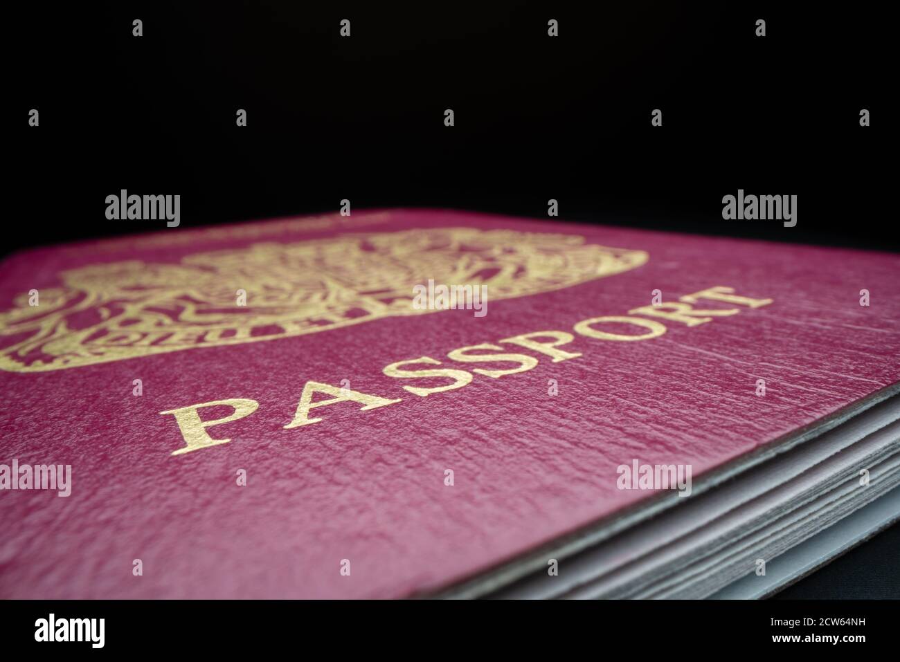 Vista ravvicinata del passaporto britannico Foto Stock