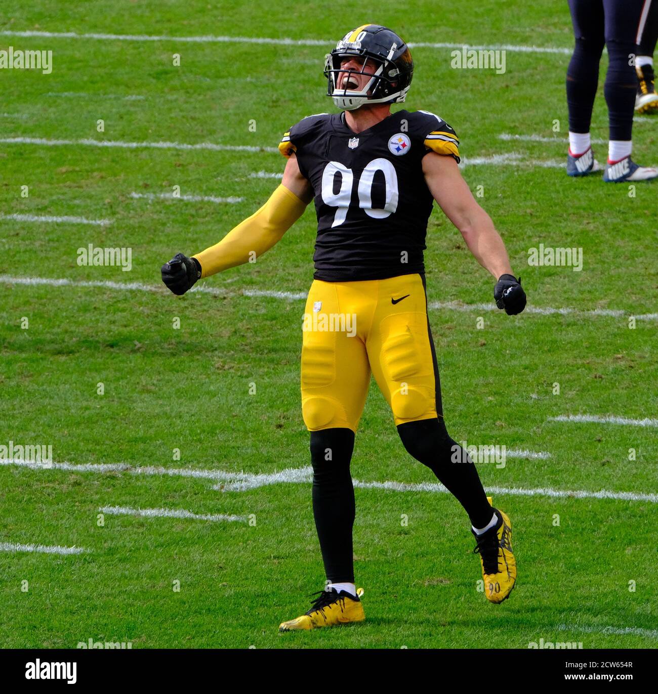 27 settembre 2020: T.J. Watt n° 90 durante la partita dei Pittsburgh Steelers contro Houston Texans all'Heinz Field di Pittsburgh, Pennsylvania. Jason Pohuski/CSM Foto Stock
