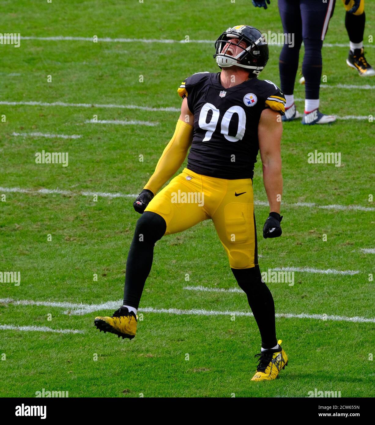 27 settembre 2020: T.J. Watt n° 90 durante la partita dei Pittsburgh Steelers contro Houston Texans all'Heinz Field di Pittsburgh, Pennsylvania. Jason Pohuski/CSM Foto Stock