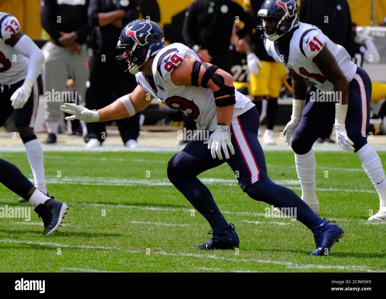 27 settembre 2020: J.J. Watt n° 99 durante la partita dei Pittsburgh Steelers contro Houston Texans all'Heinz Field di Pittsburgh, Pennsylvania. Jason Pohuski/CSM Foto Stock