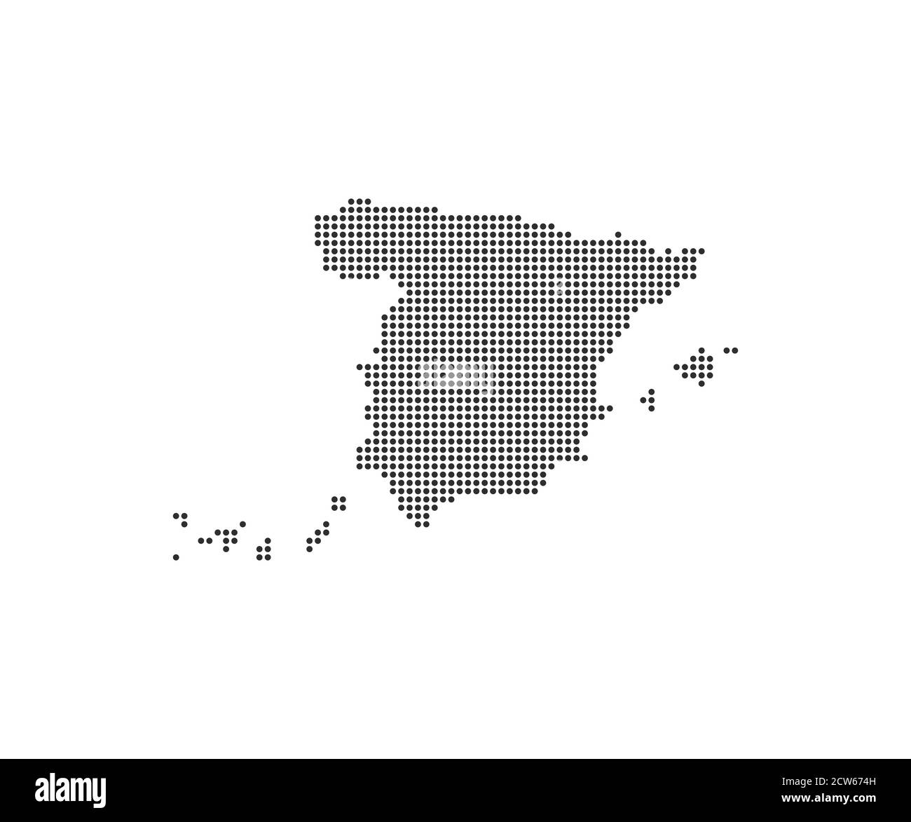 Spagna, paese, mappa punteggiata su sfondo bianco. Illustrazione vettoriale. Illustrazione Vettoriale