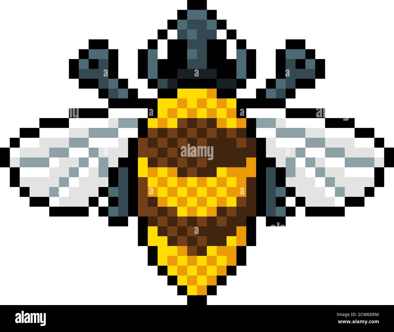 Bumble Bee Bug Insect pixel Art Video Game icona Illustrazione Vettoriale