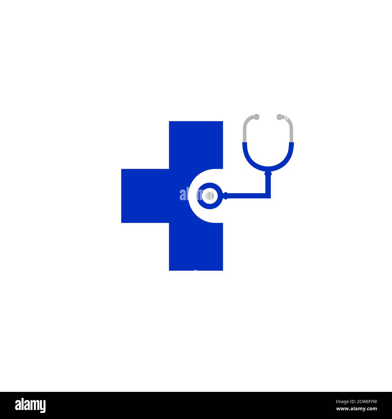 Il disegno del logo del vettore dell'illustrazione del medico più per l'assistenza medica e sanitaria. Illustrazione Vettoriale