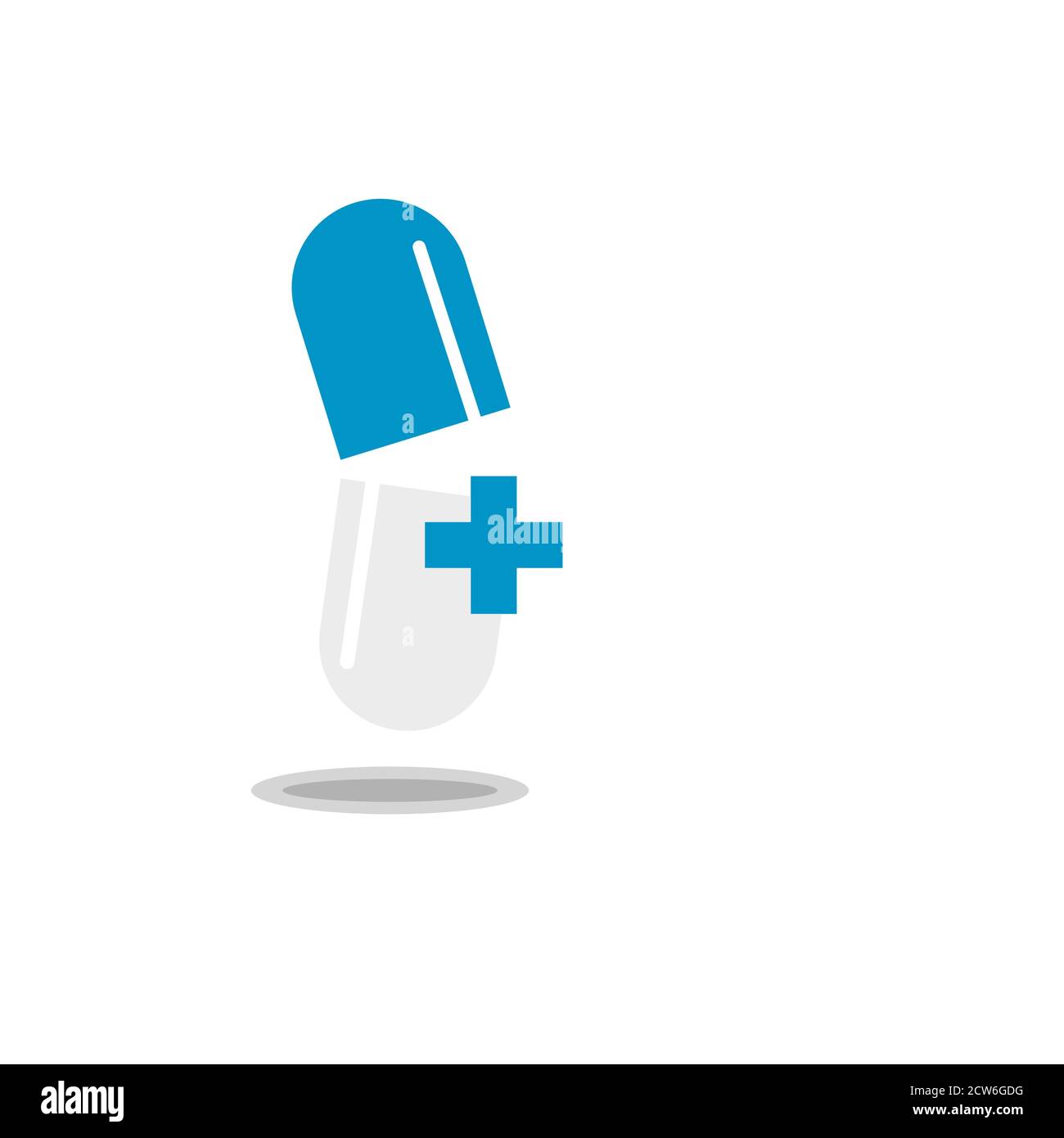 Disegno illustrativo del logo del medico e della capsula per l'assistenza medica e sanitaria. Illustrazione Vettoriale
