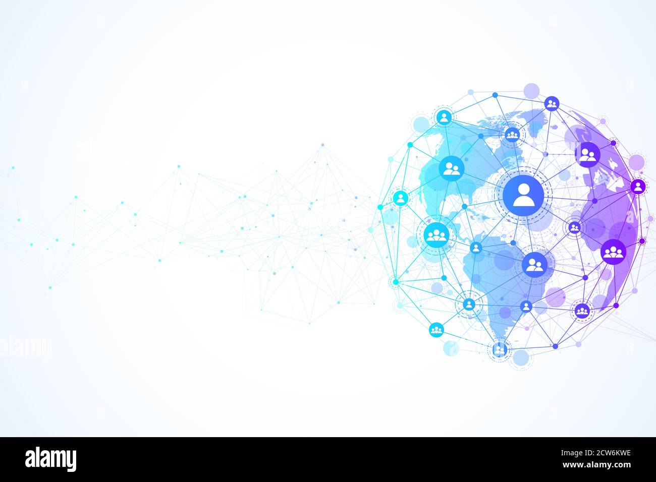 Sfondo della connessione Internet, senso astratto della scienza e della tecnologia grafica. Illustrazione della connessione di rete globale Foto Stock