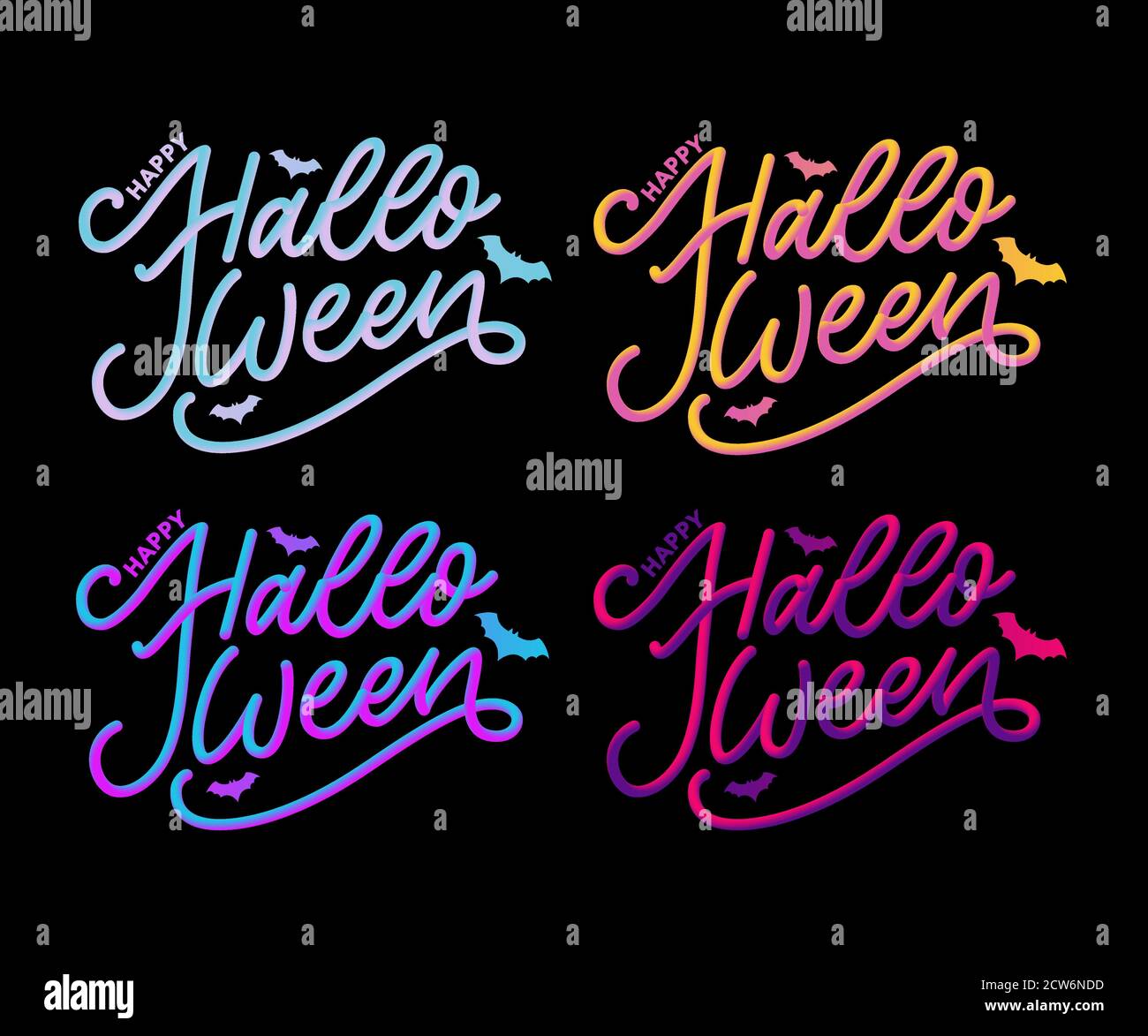 Happy Halloween Banner testo, scritta vettoriale calligrafia 3d Illustrazione Vettoriale