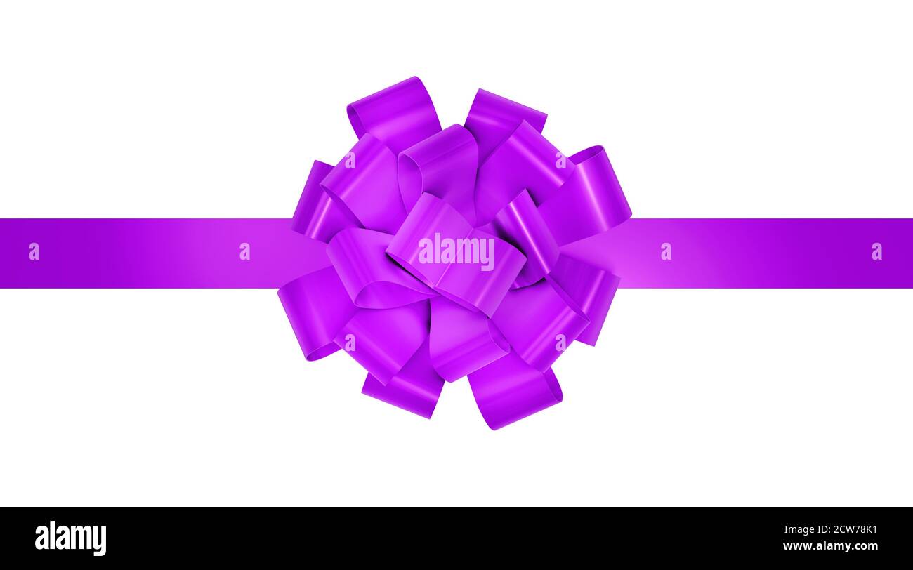 Nastro viola per regalo di natale. Decorativo viola regalo nastro festivo isolato su bianco. rendering 3d. Foto Stock