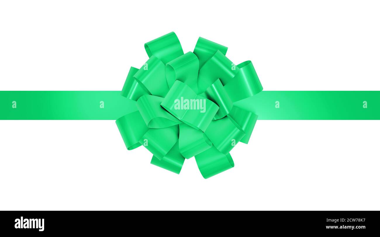 Nastro verde per regalo di natale. Nastro festivo decorativo verde regalo isolato su bianco. rendering 3d. Foto Stock