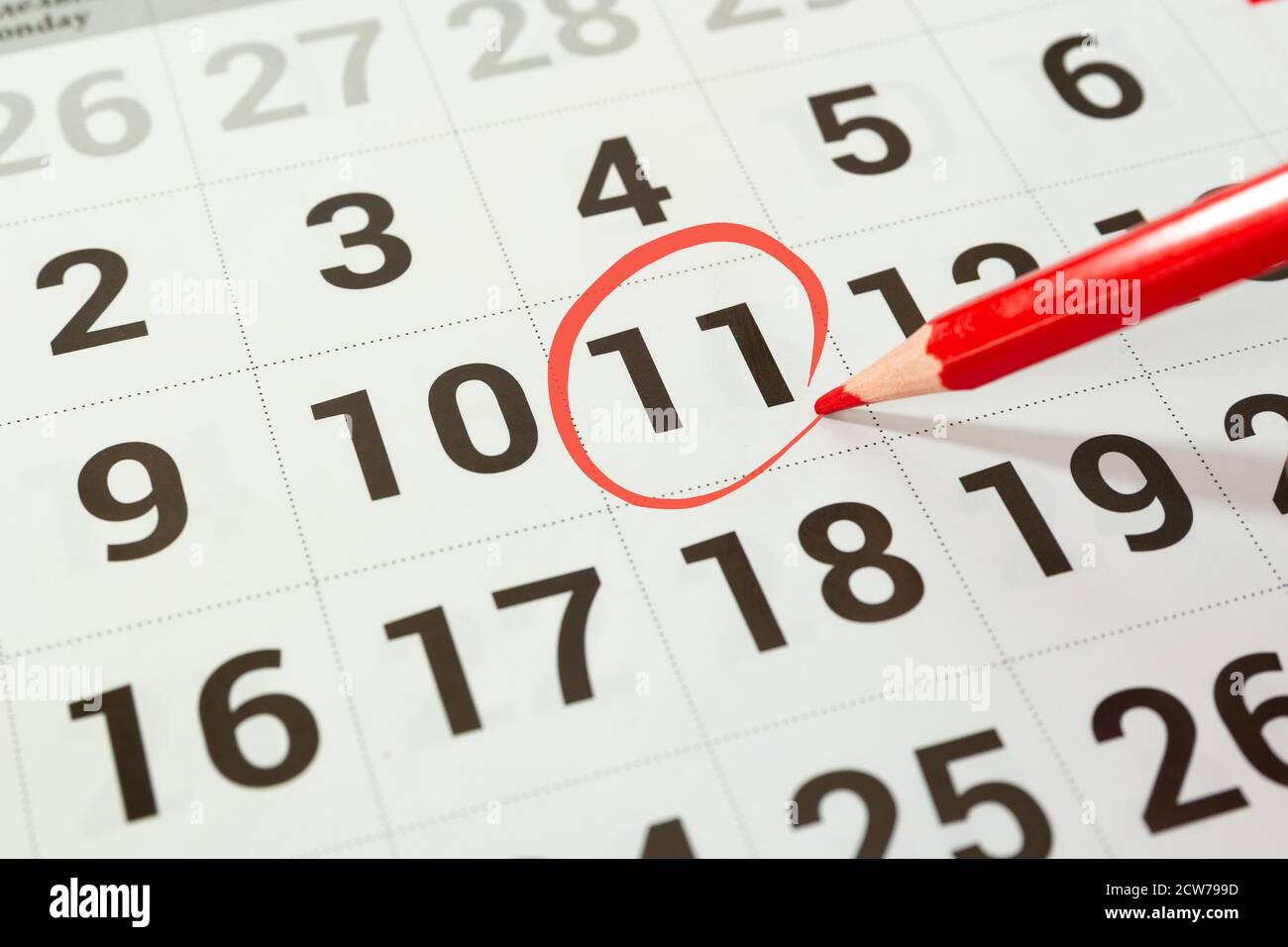 Shopping online di China 11.11 cerchio segnato sul concetto di calendario per giorno importante o promemoria. Foto Stock