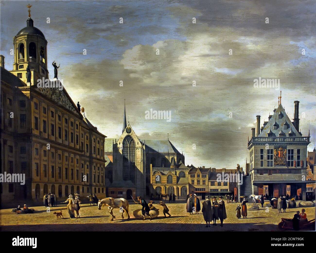 GERRIT ADRIAENSZ. BERCKHEYDE (1638-1698), DE DAM, 1674 Amsterdam, Paesi Bassi, Olanda, Paesi Bassi. Foto Stock