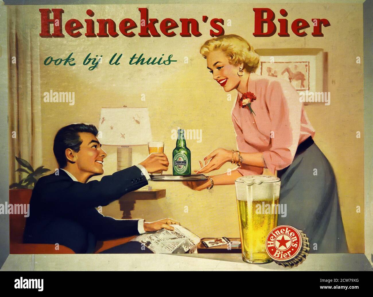 Heineken Beer Sign Pub Bar Cafe olandese Olanda, Foto Stock