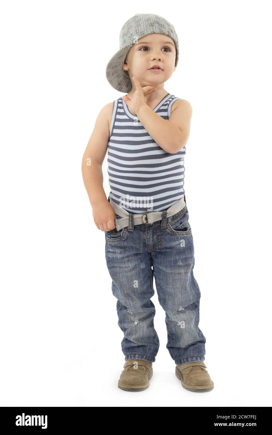 Bambino isolato su bianco Foto Stock