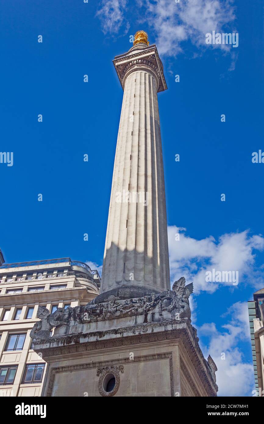 Il Monumento al Grande incendio di Londra a Fish Street Hill. Foto Stock