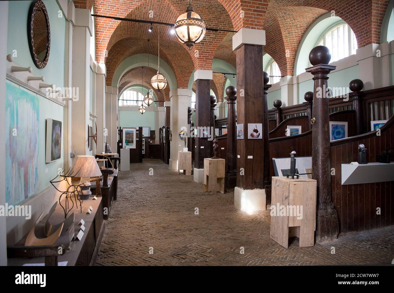 Scuderie ora stampa negozio Houghton Hall North Norfolk Inghilterra Foto Stock