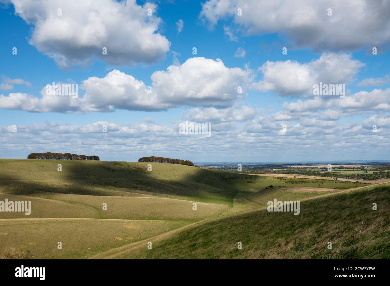 Devil's Punchbowl su Hackpen Hill accanto al sentiero Ridge Way, vicino a Wantage, Oxfordshire, Inghilterra, Regno Unito, Europa Foto Stock