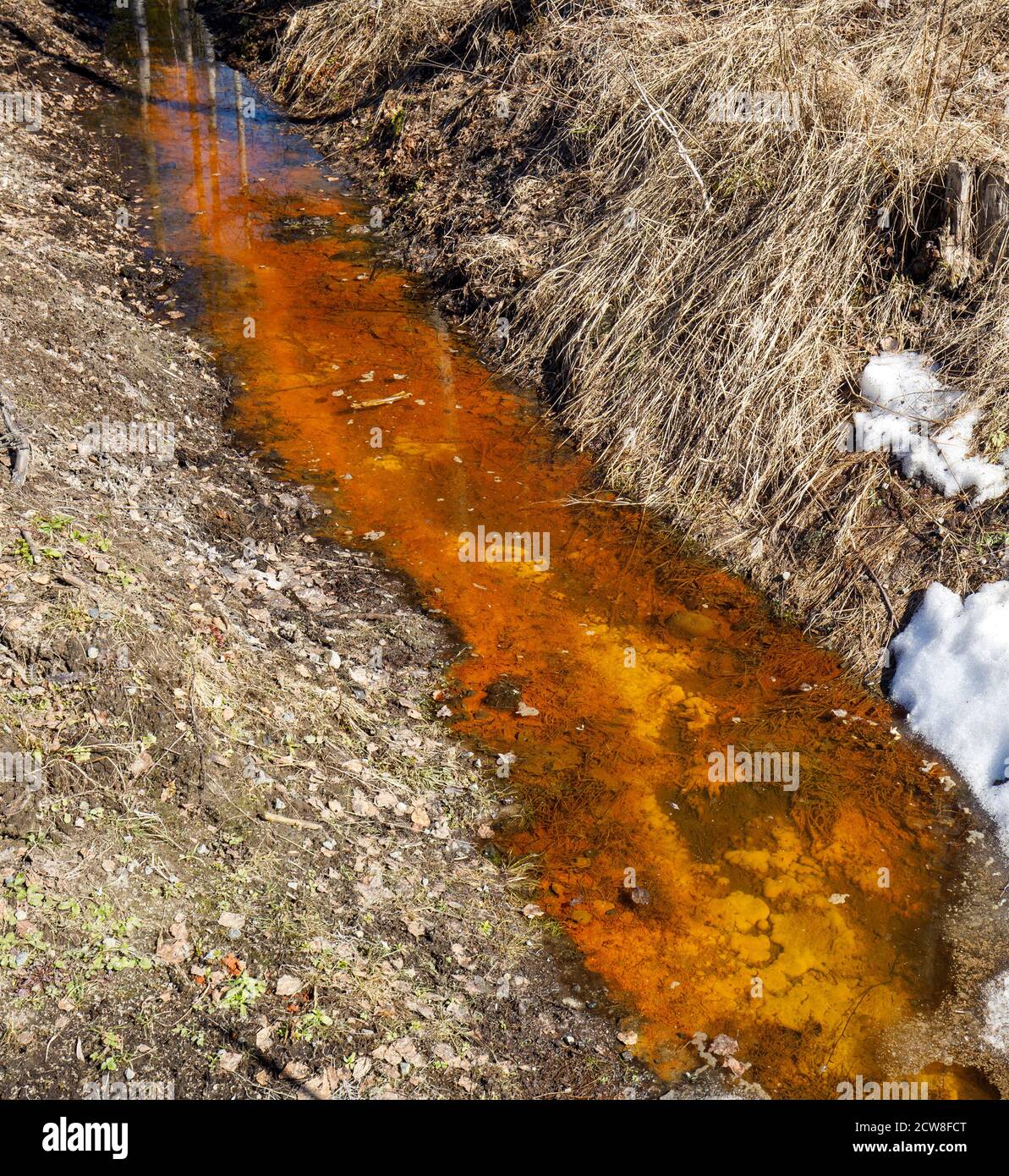 Acqua sporca in fossato a Spring , Finlandia Foto Stock