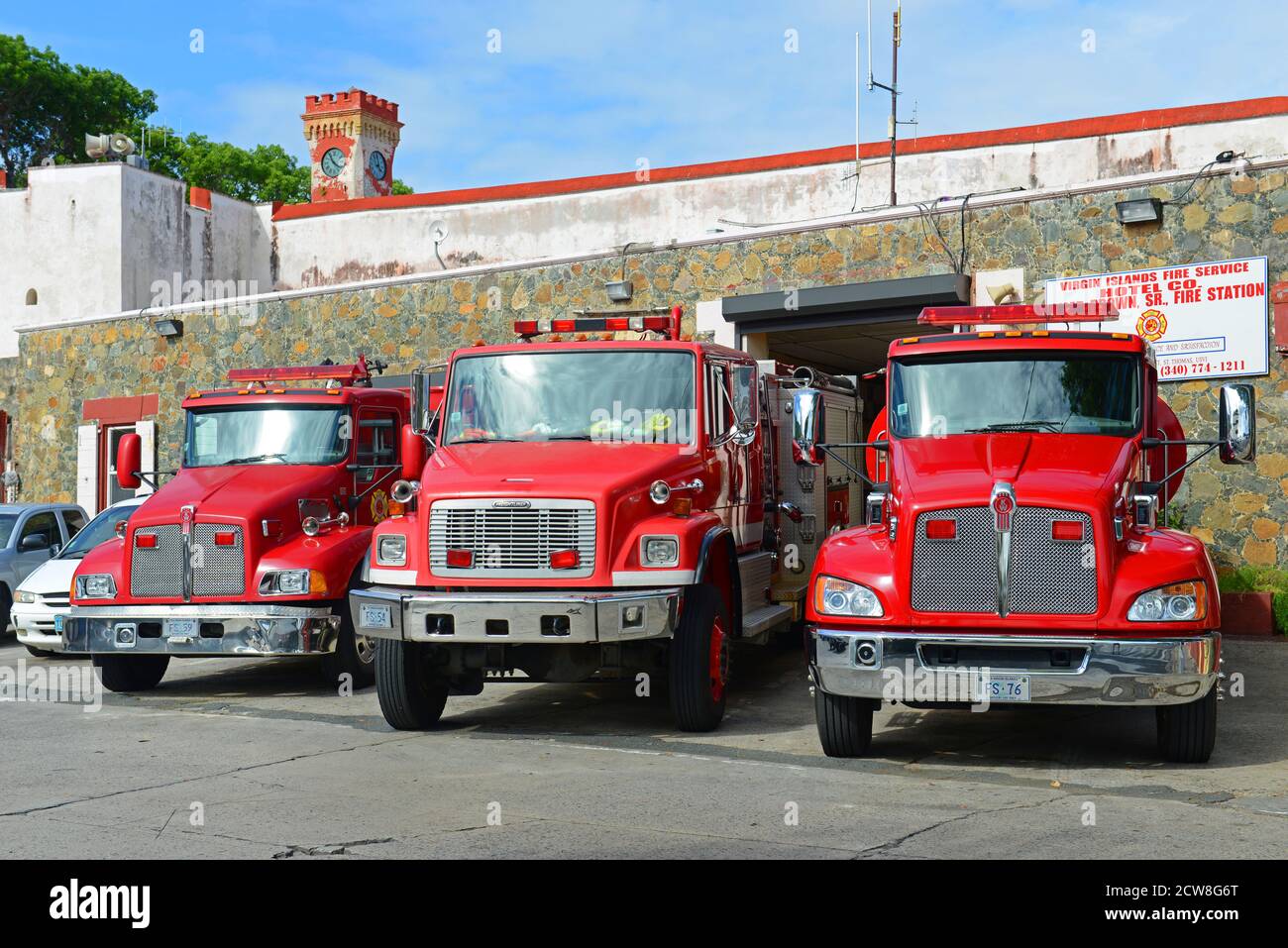 Fire Trucks a Charlotte Amalie, St. Thomas Island, USA Virgin Islands. Foto Stock