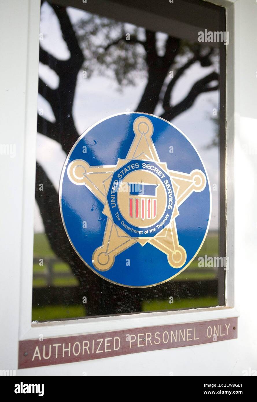 Stonewall, TX 28 agosto 2008: Quartier generale del servizio segreto presso il Ranch LBJ. Cento anni dopo la nascita del presidente Lyndon Baines Johnson, il ranch di famiglia sulle rive del fiume Pedernales è stato aperto per escursioni a piedi. ©Bob Daemmrich Foto Stock