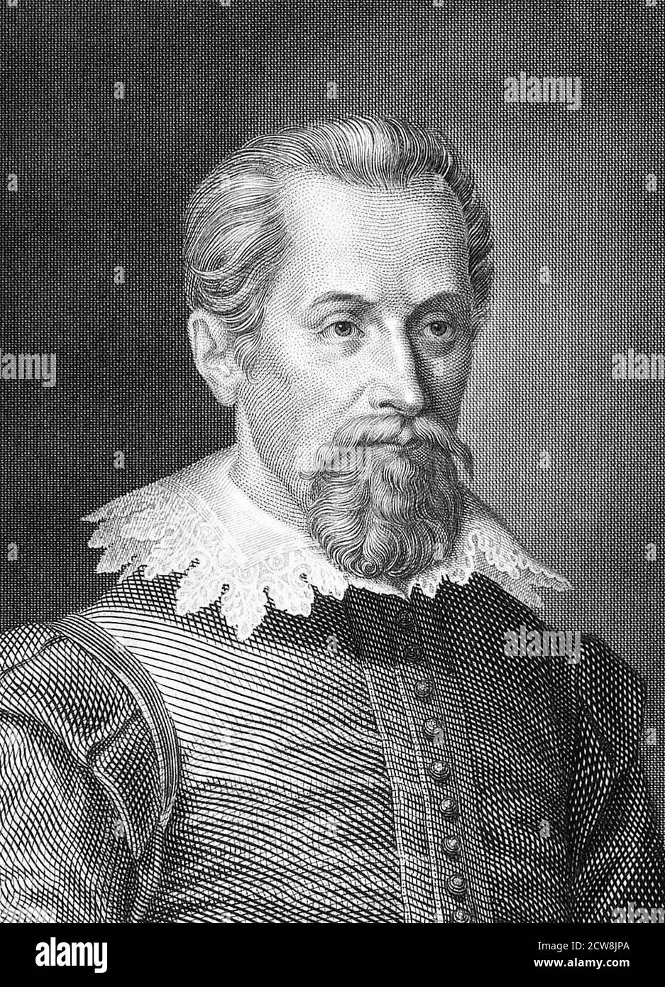Ritratto dell'astronomo tedesco Johannes Keplero (1571-1630), incisione del XIX secolo Foto Stock