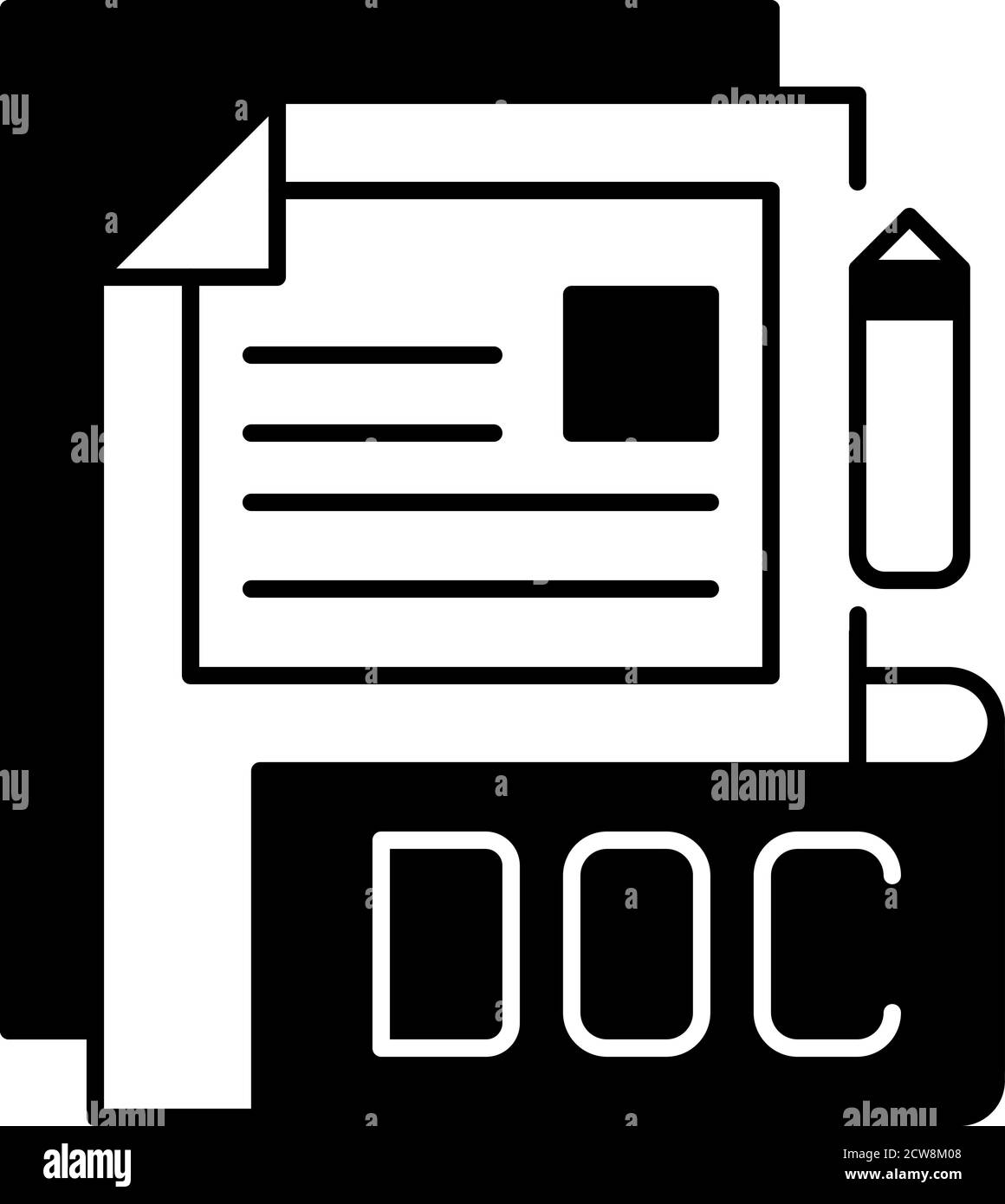 Icona lineare nera del file DOC Illustrazione Vettoriale