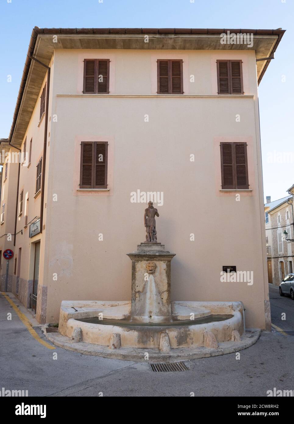 Fontana di strada a Pollensa, Maiorca, Spagna. Foto Stock