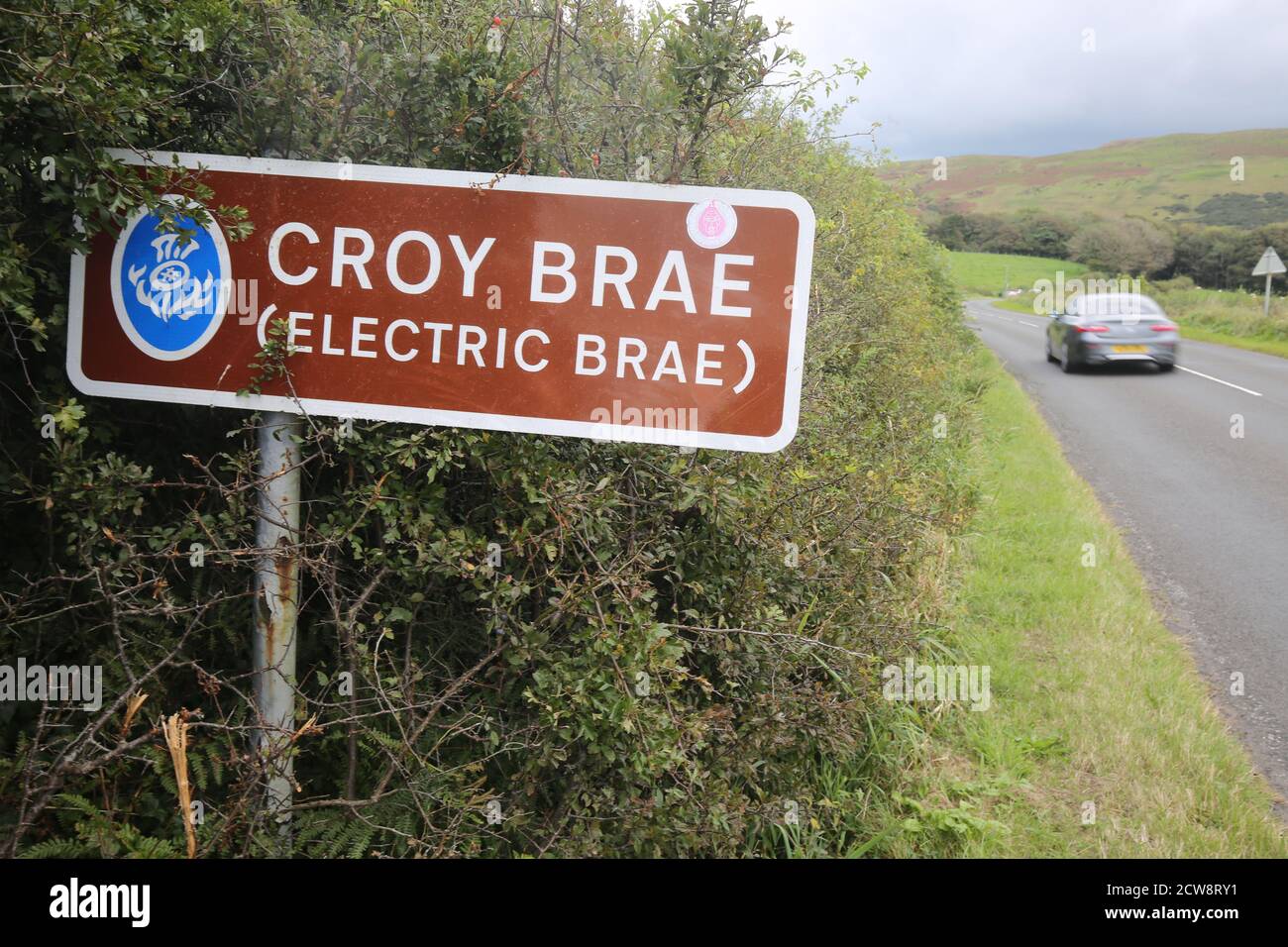 Electric Brae, Croy, A719, nr Dunure, Ayrshire, Scozia, Regno Unito l'Electric Brae è una collina di gravità nell'Ayrshire, Scozia, Foto Stock