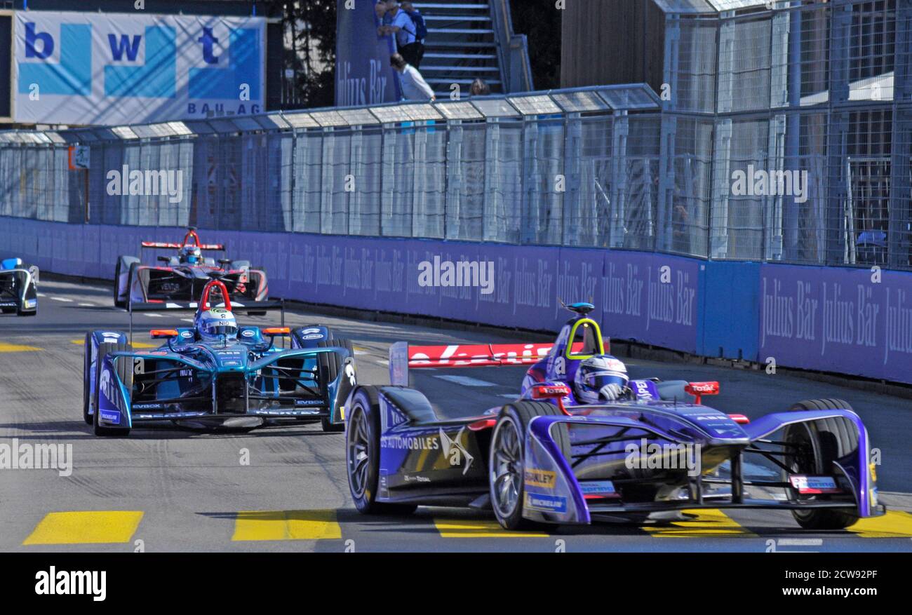Formula di ABB-E gara in Zürich-City: la prima gara in quanto 64 anni in Svizzera stimola a zero emissioni technology Foto Stock