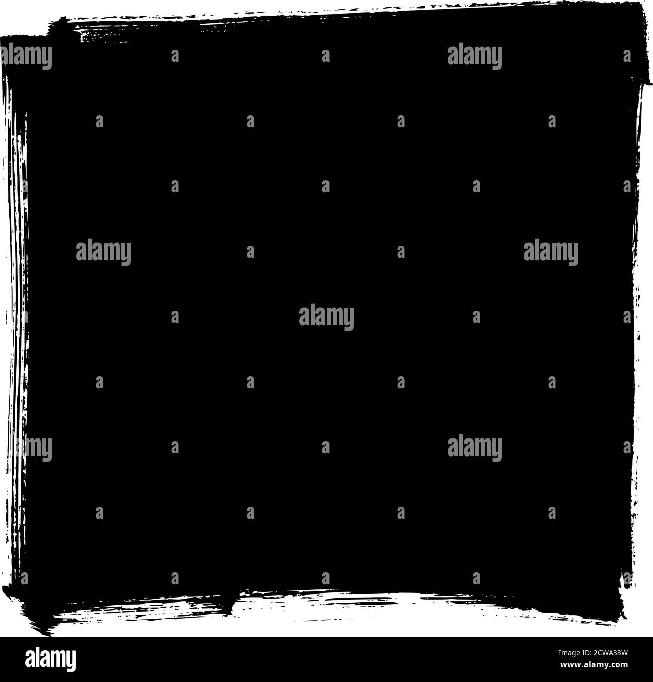 Casella quadrata vettoriale bordo ruvido nera. Illustrazione Vettoriale
